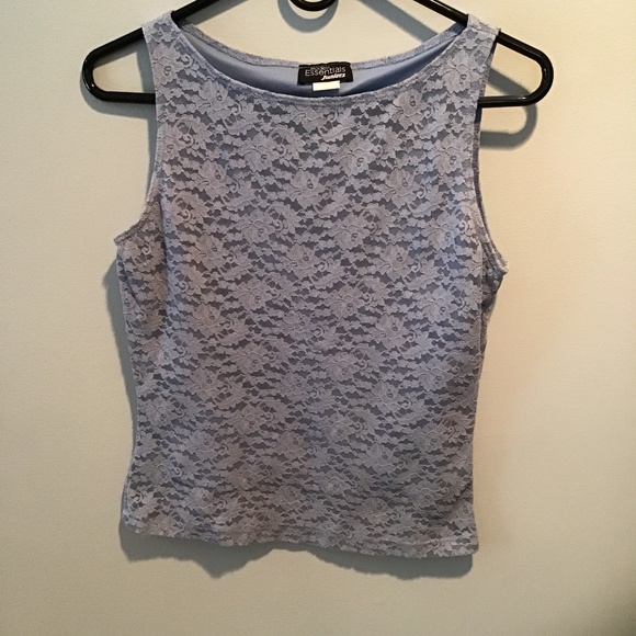 Modern Essential Light Blue Lace Sleeveless Tank - Picture 1 of 2